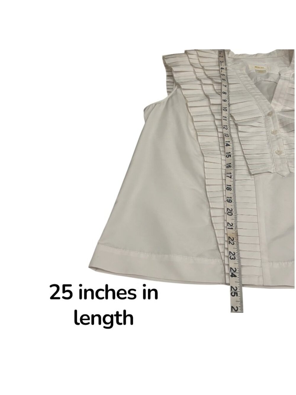 Maeve by Anthropologie White Pleated Ruffle Sleeveless Blouse Top Medium Romanti - Picture 9 of 9